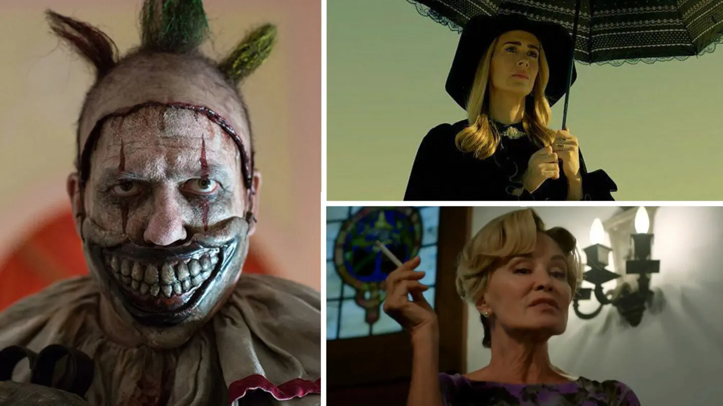 American Horror Story characters Twisty, Cordelia and Constance.